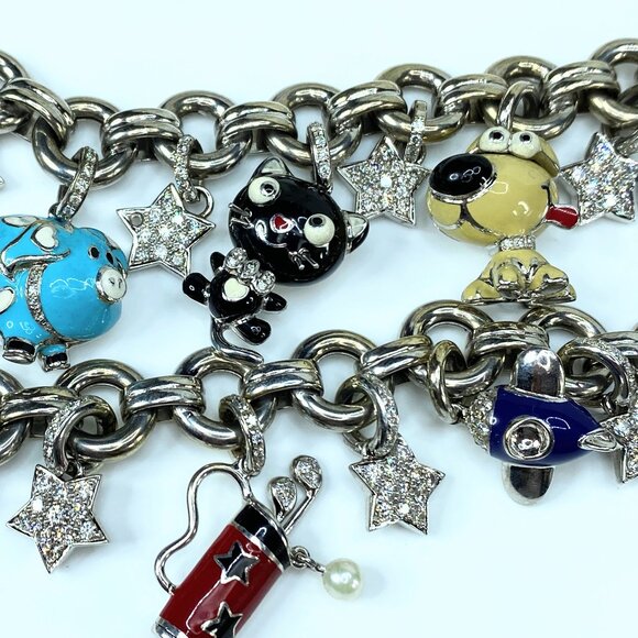 Aaron Basha 18k White Gold Enamel and Diamond Charm Necklace 20" 285.4g JR85754 - Picture 4 of 16